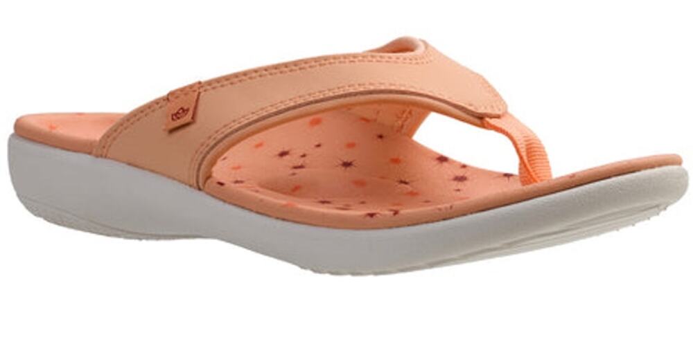 Spenco Womens Yumi Constellation Sandal Size 11 WIDE Coral Orange Flip Flop NWOB